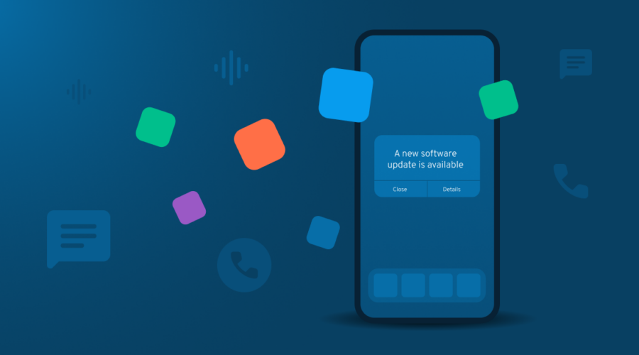 Image of phone with software update notification on screen