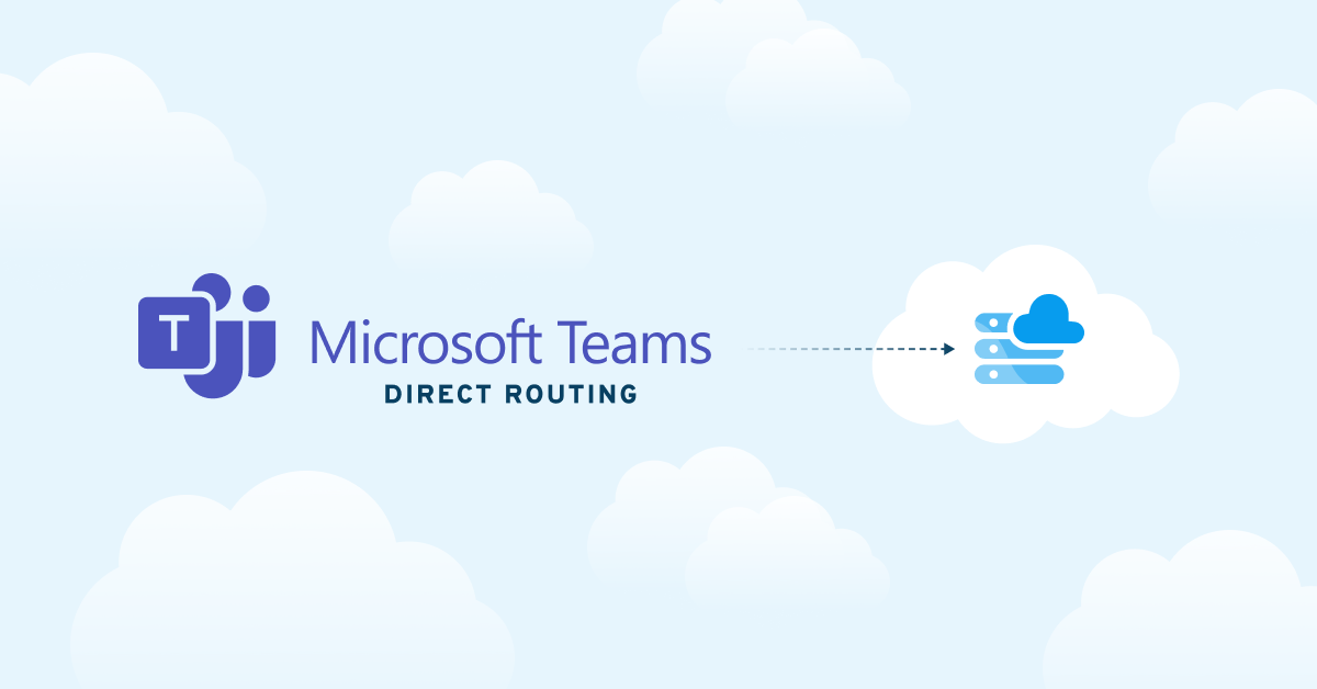 Microsoft Teams logo and a server in cloud indicating hosted SBC for Microsoft Teams Direct Routing and how it works