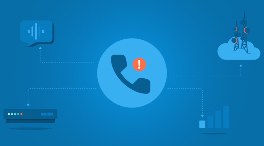 A phone call icon showing error indicating network jitter causing call issues