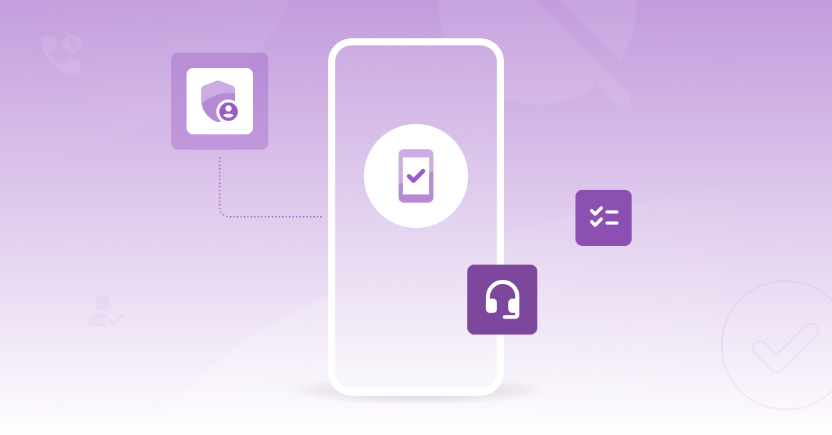 Phone with checkmark and security icons