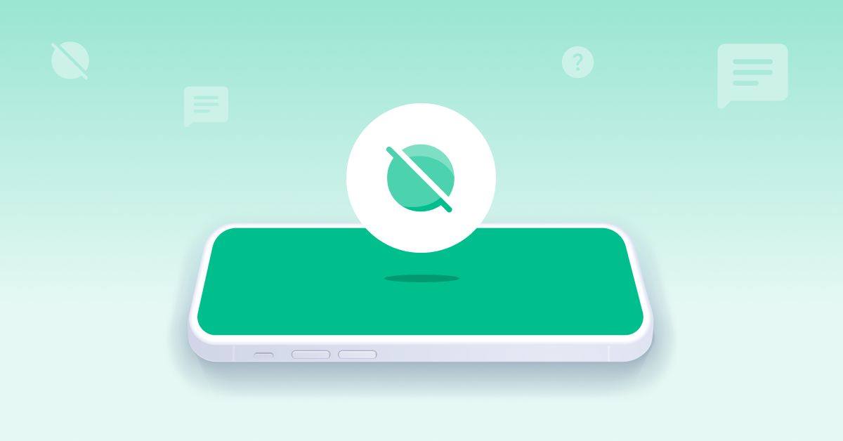 Green orb floating above phone indicating a message not delivered