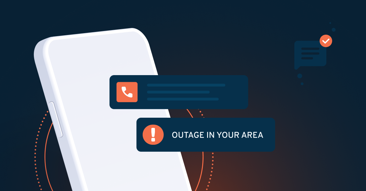 Phone with "Outage in your area" on screen