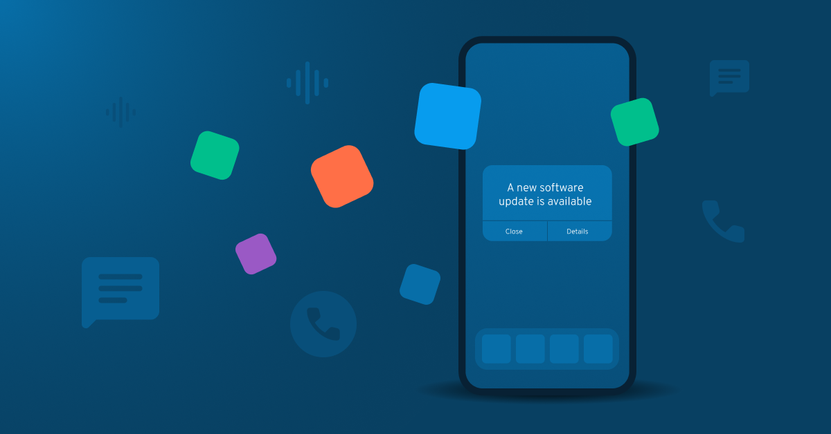 Image of phone with software update notification on screen